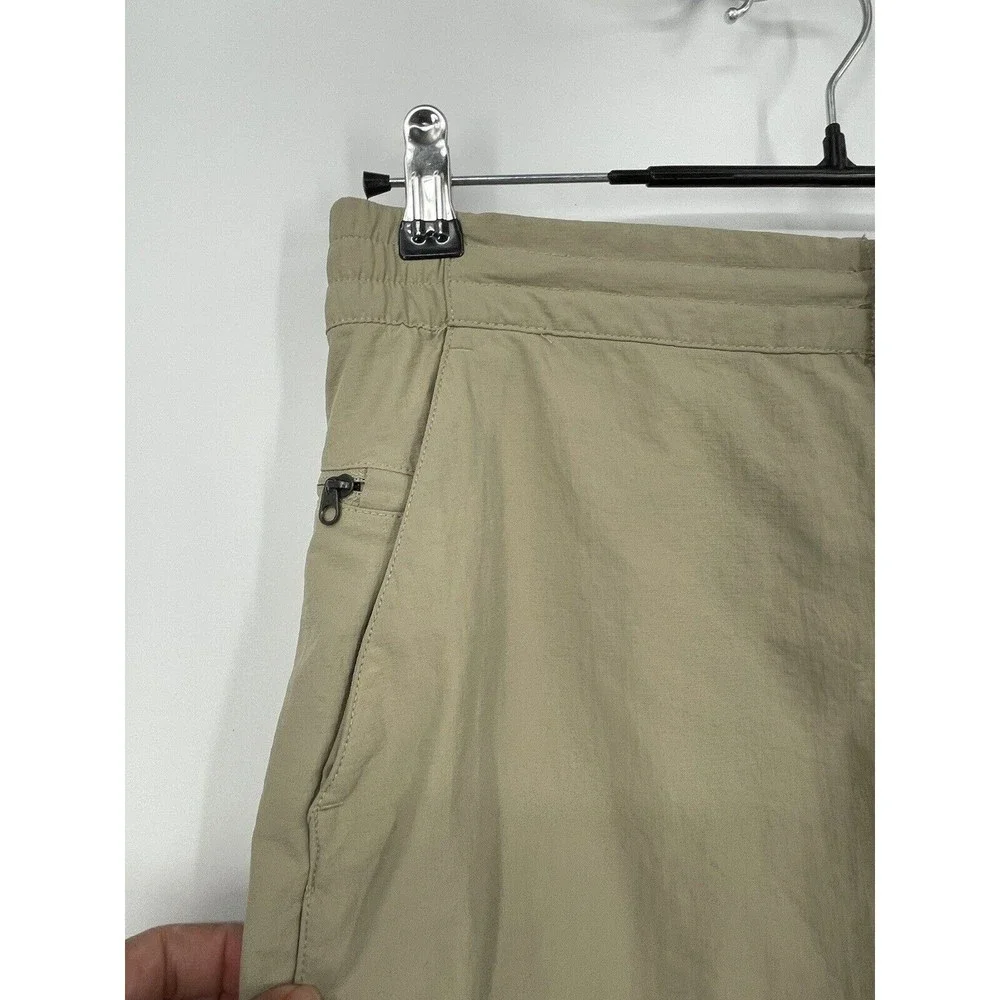 The North Face Mens Khaki Cargo Shorts‎ Zip Fly Elastic Waist Pockets Outdoor